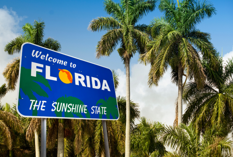 Image if of a 'Welcome to Florida' sign, concept of Florida DUI laws