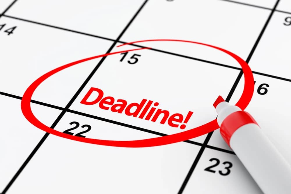 Image is of a calendar with a deadline circled in red, representing important legal deadlines related to DUI in Ponte Vedra Beach.
